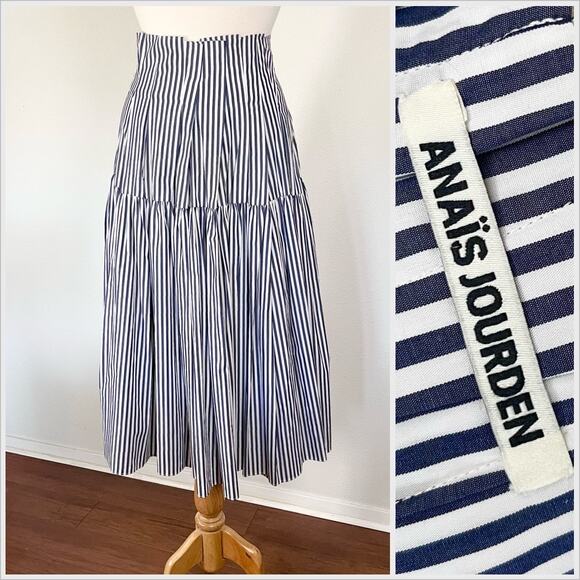 Anaïs Jourden Striped Midi Skirt Tiered // Size Small 38 - Picture 1 of 3